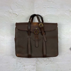 [Vintage] Vintage old tanned leather Briefcase